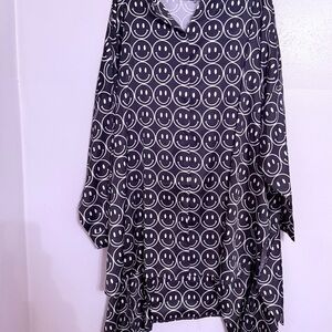 Dressed in LALA Black and White Smiley Wide Leg Jumpsuit